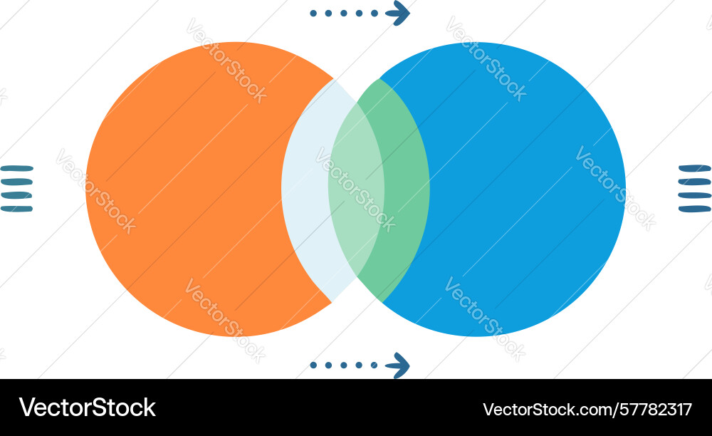 Overlapping circles intersection graph Vector Image