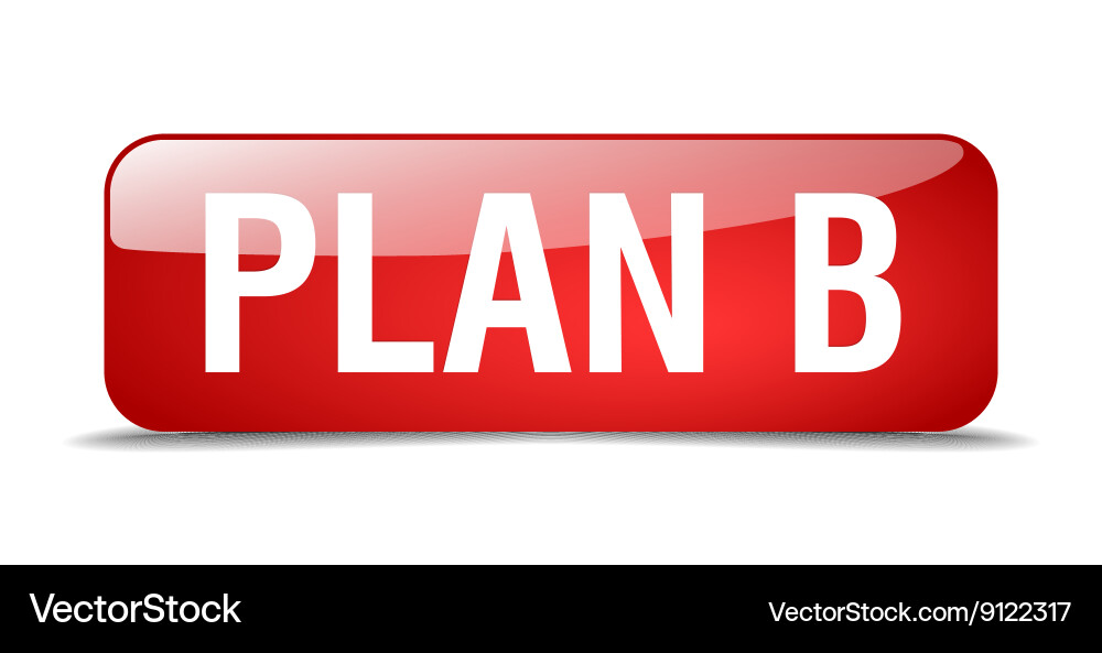 Plan b red square 3d realistic isolated web button vector image
