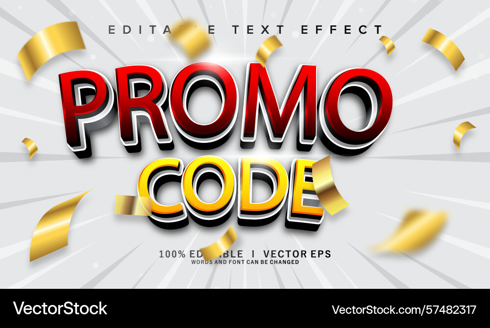 Promo code text effect with modern style design Promo code text effect with modern style design vector image