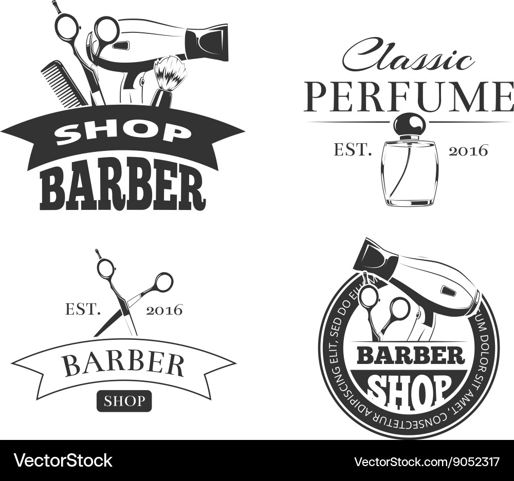 Retro barber shop label set Vector Image