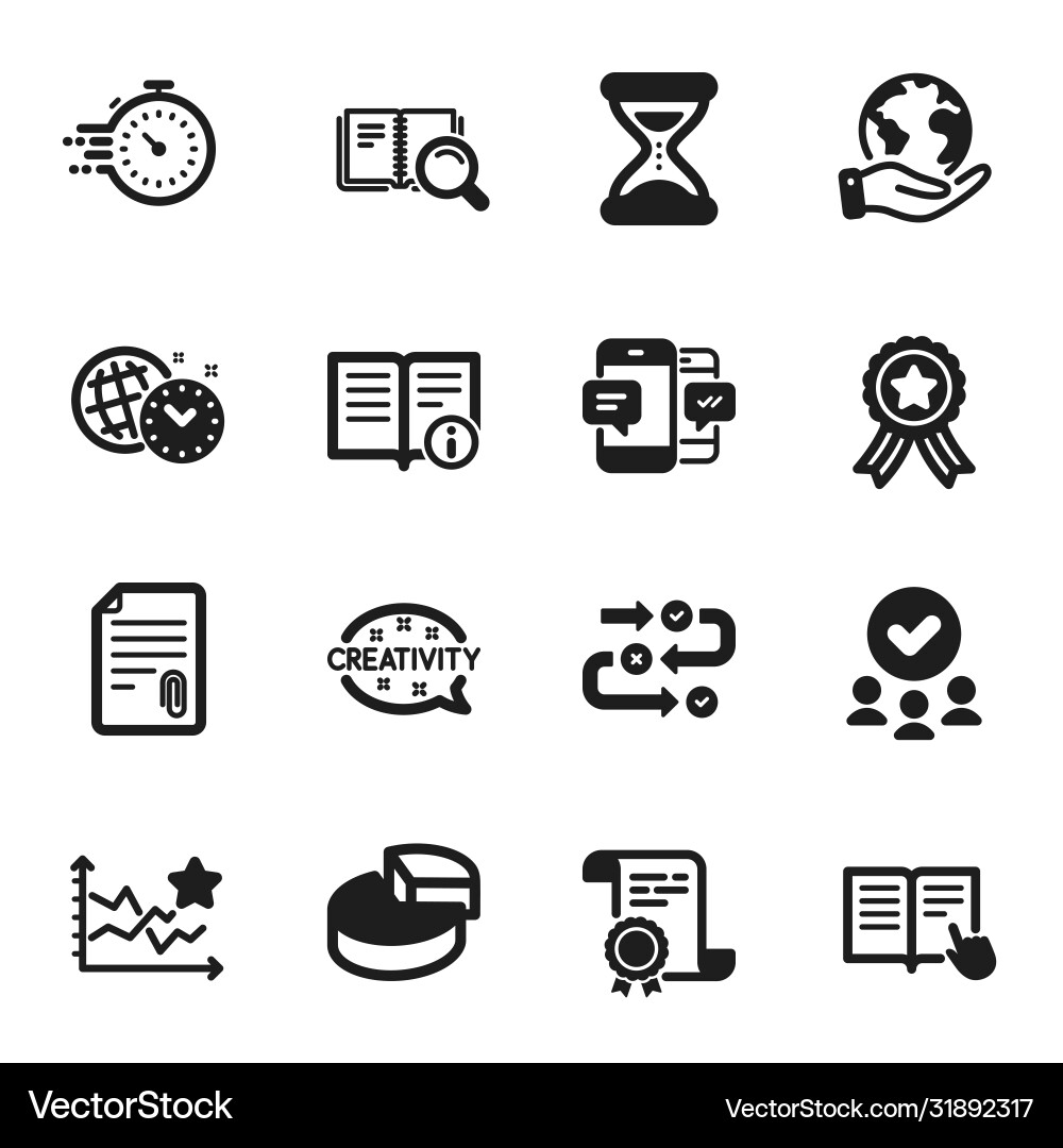 Set education icons such as timer read Set education icons such as timer read vector image