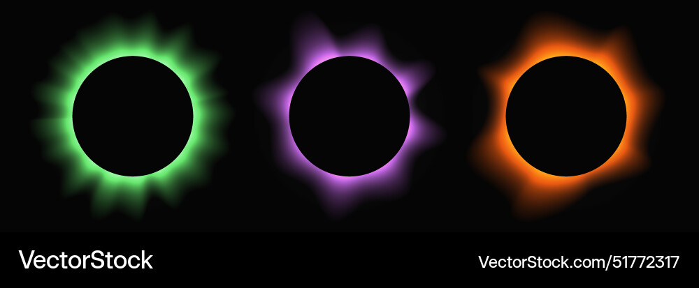 Set of circle illuminate light frames Set of circle illuminate light frames vector image