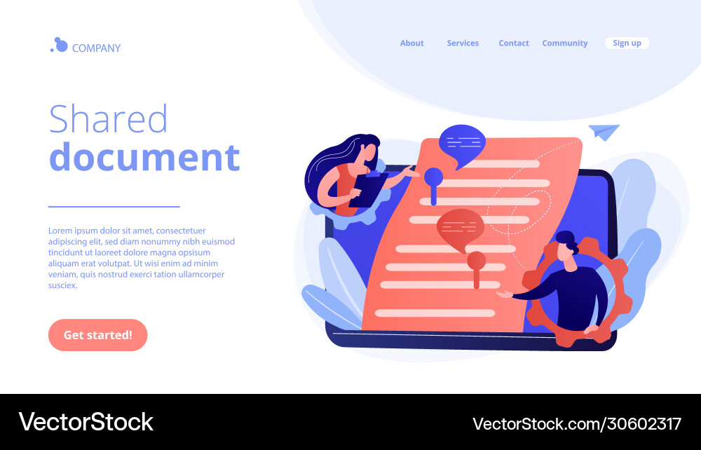 Shared document concept landing page Shared document concept landing page vector image