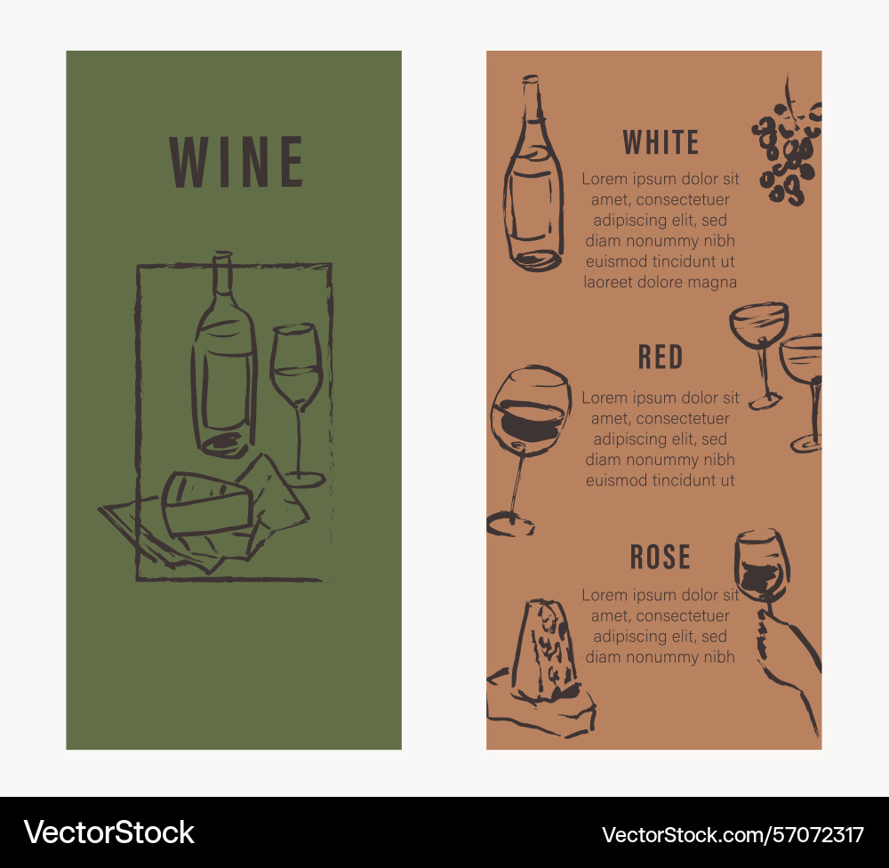 Wine list menu brush art template Wine list menu brush art template Vector Image