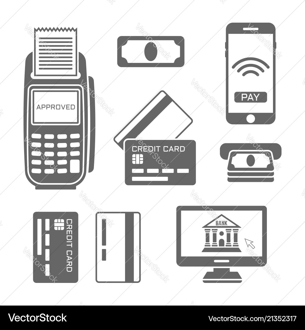 Zahlung und Banking Icons Vektorbild