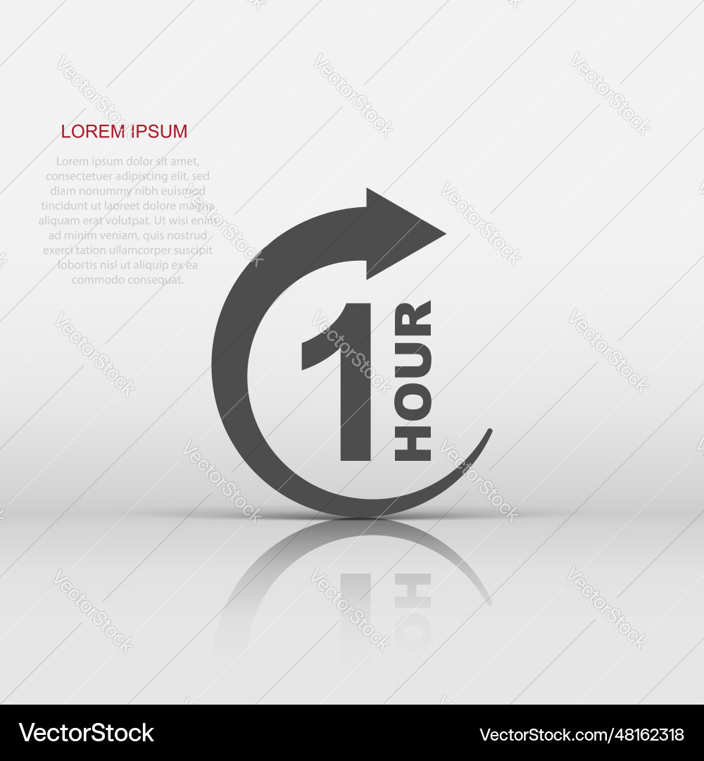 1 hour clock icon in flat style timer countdown 1 hour clock icon in flat style timer countdown vector image