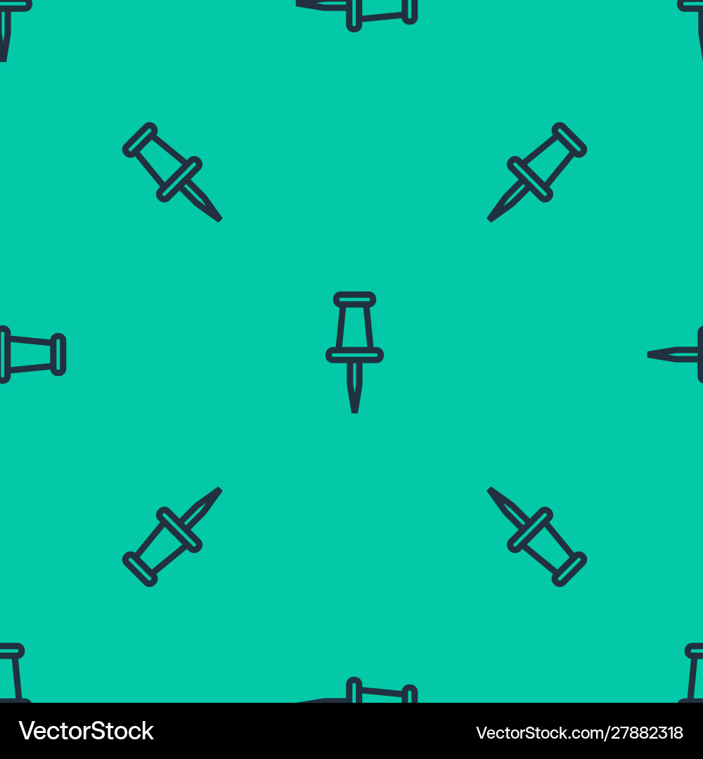 Blue line push pin icon isolated seamless pattern Blue line push pin icon isolated seamless pattern vector image