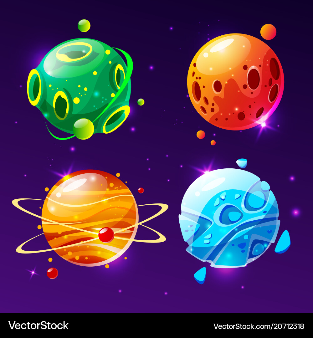 Cosmic Planet Set - Game Elements Vector Image