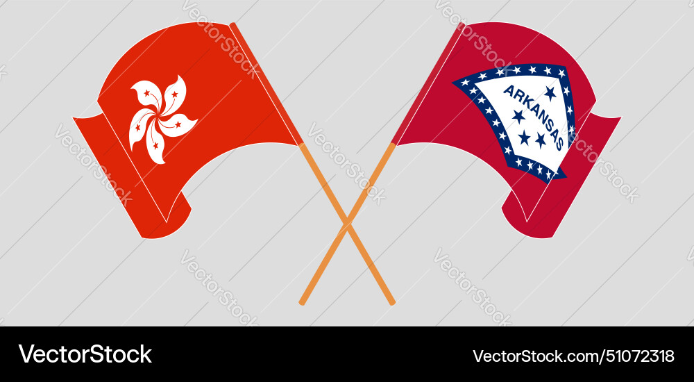 Crossed and waving flags of hong kong Crossed and waving flags of hong kong vector image