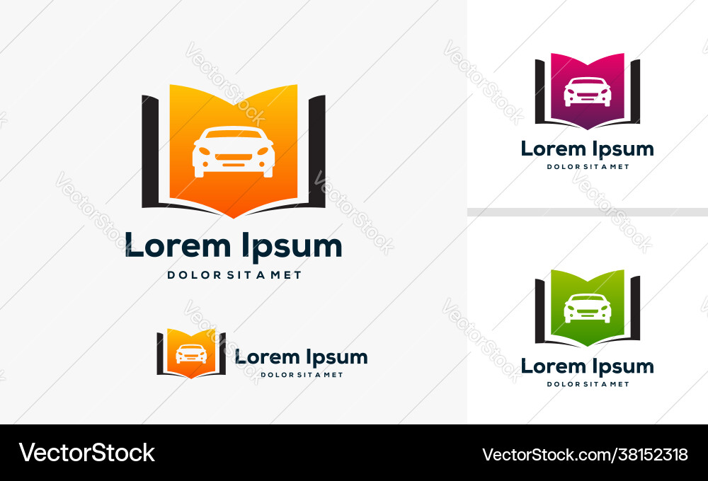 Drive learn logo with book and steer element auto Drive learn logo with book and steer element auto vector image