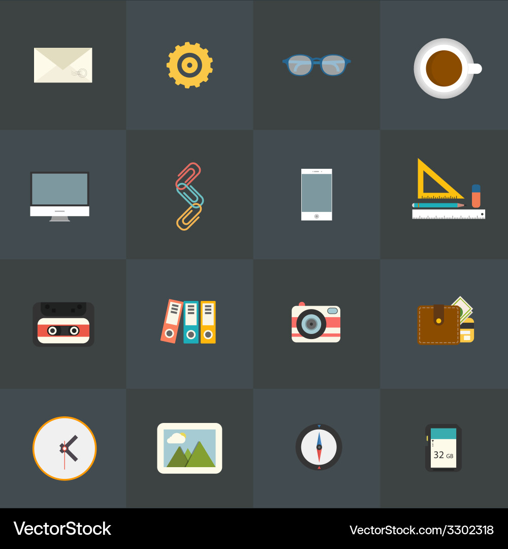 Flat icons for web and mobile applications Vector Image
