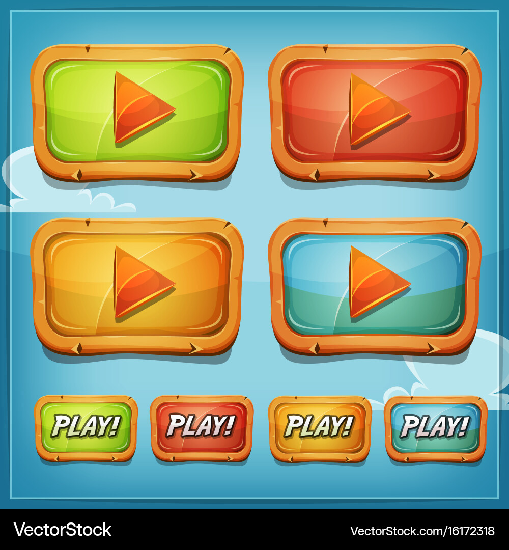 Game UI Play Buttons & Icons vector image