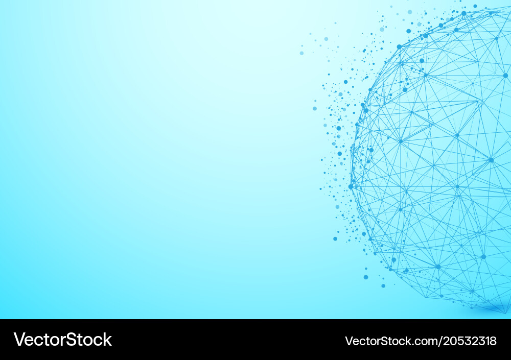 Global network wireframe and lines triangles vector image