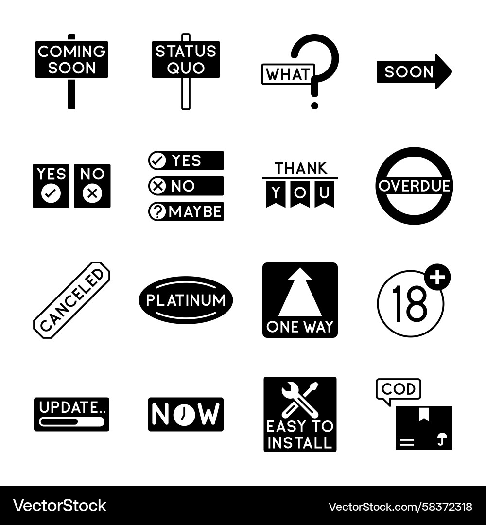 Interface Icons - Directional & Warning Vector Image