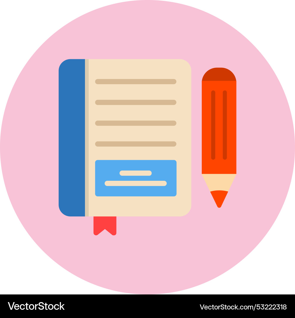 Notebook flat circle icon vector image