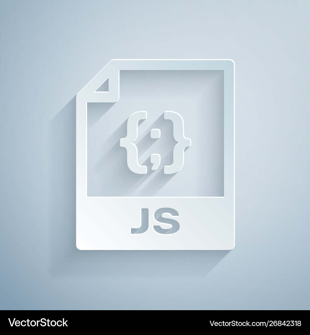 Paper cut js file document download button Vector Image