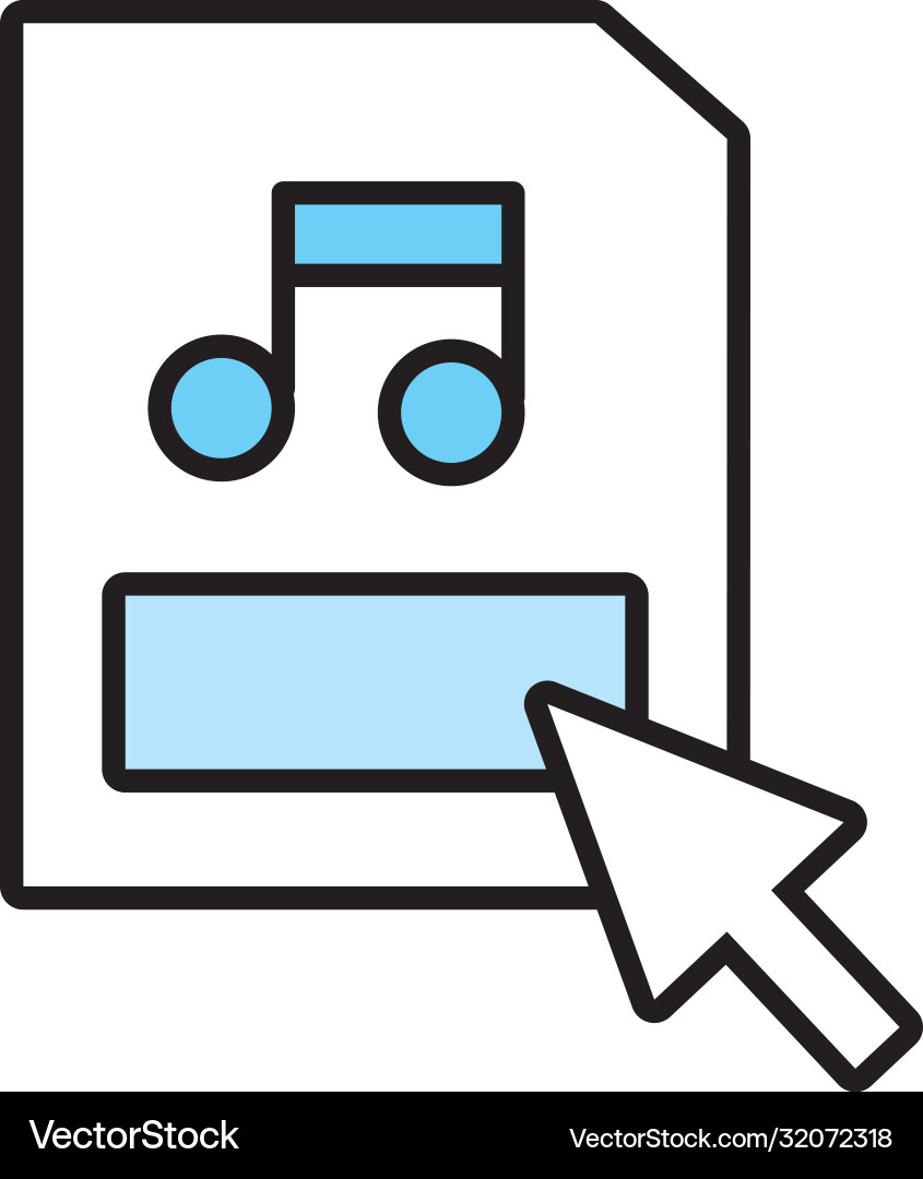 Paper document with music note and arrow index vector image