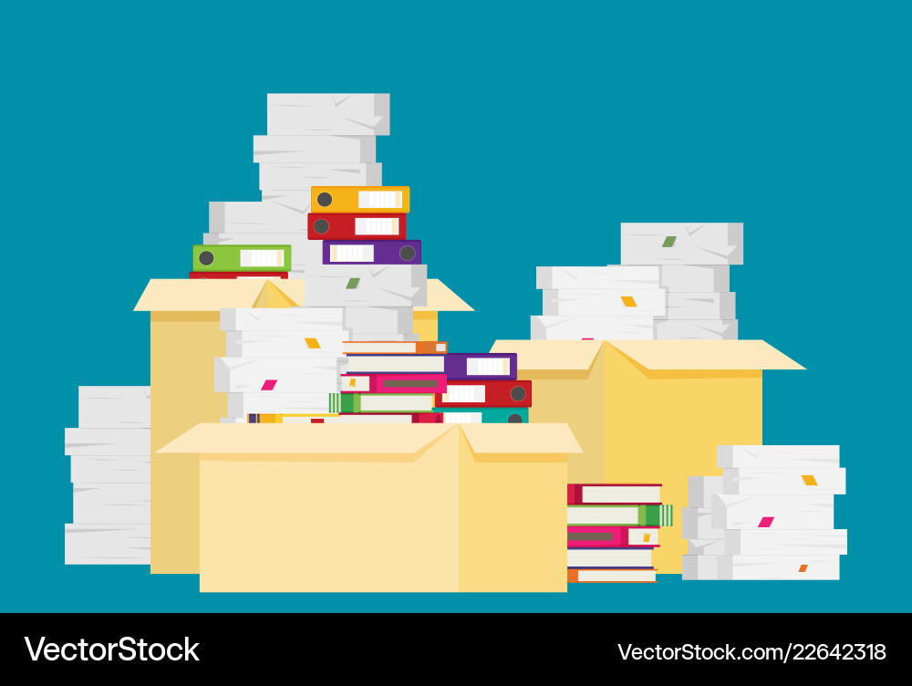 Pile of paper documents and file folders Pile of paper documents and file folders vector image