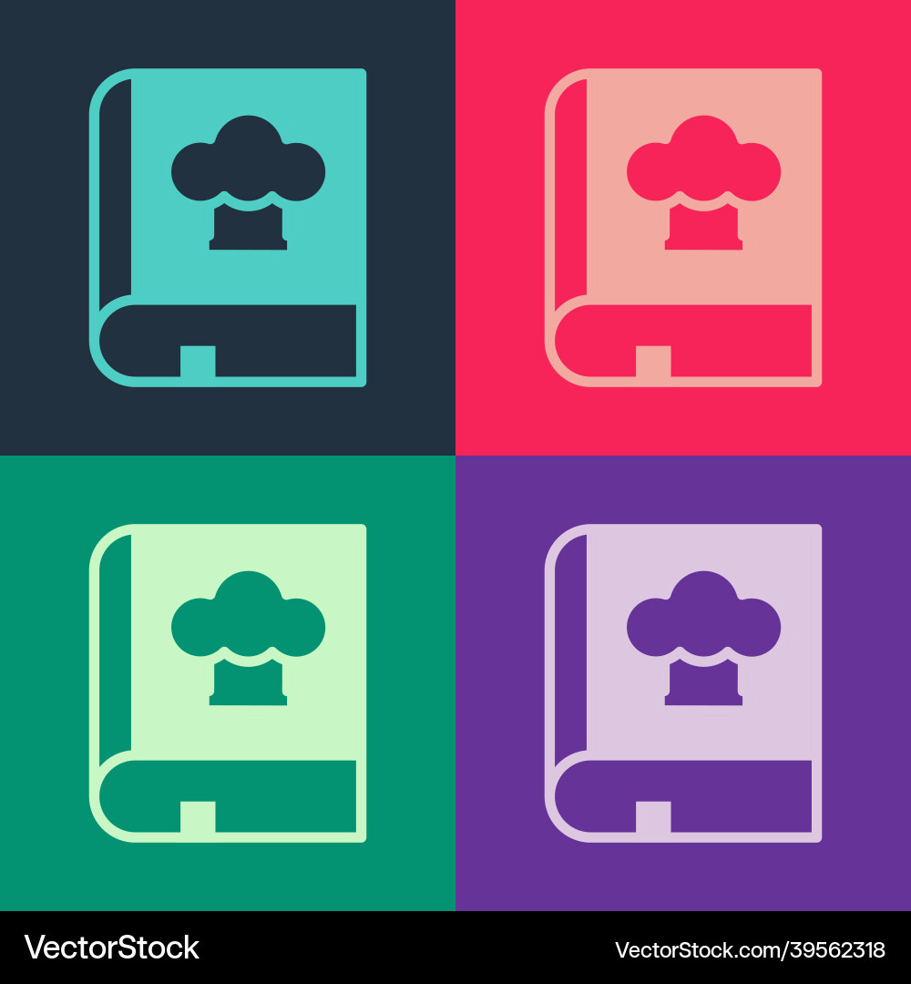 Pop art cookbook icon isolated on color background vector image