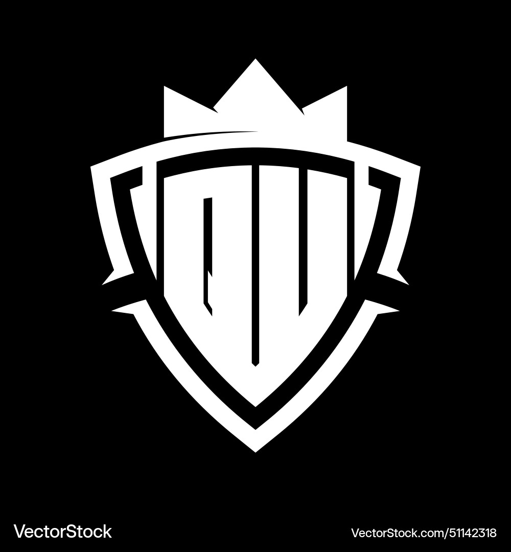 Qu letter monogram with triangle curve shield Qu letter monogram with triangle curve shield Vector Image