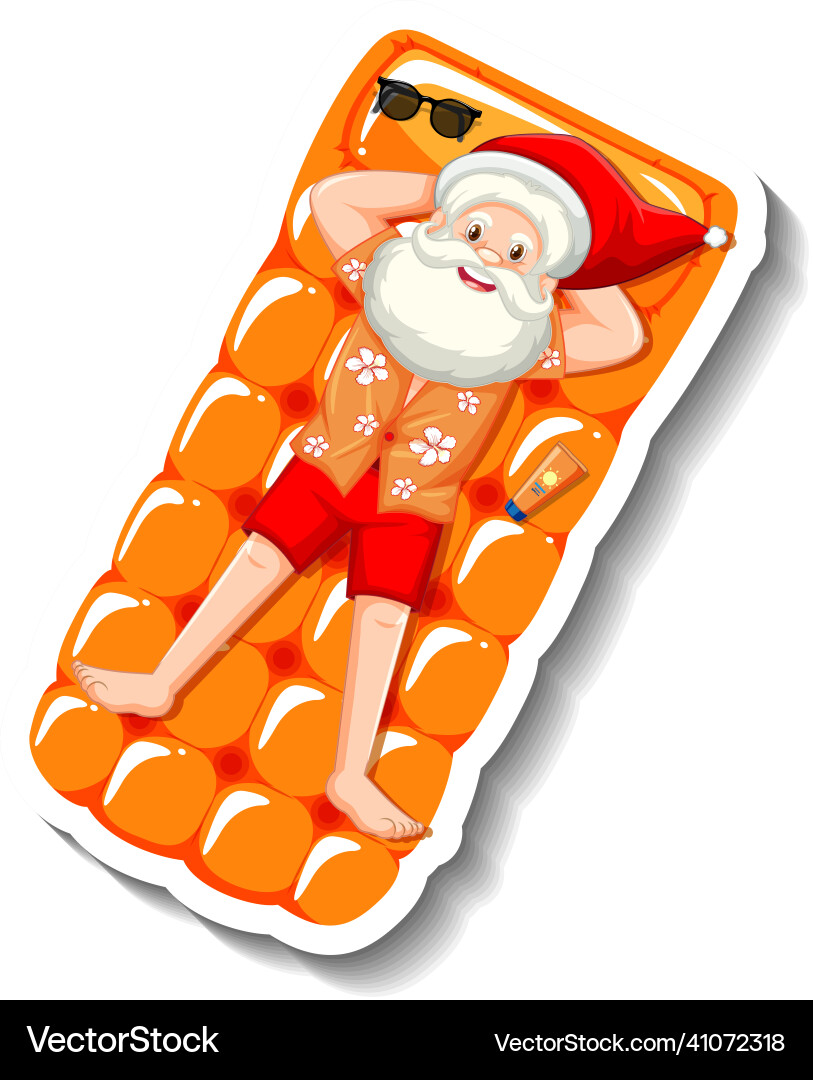 Santa claus on inflatable pool float Santa claus on inflatable pool float vector image