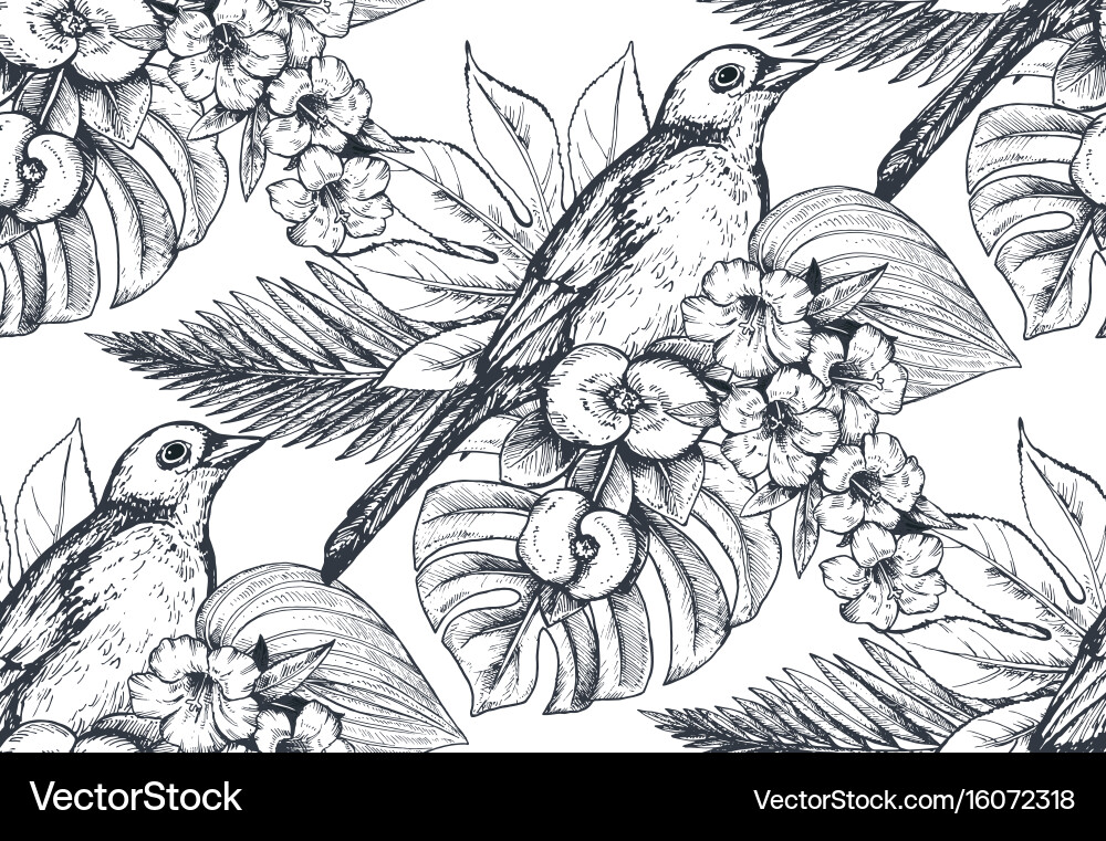 Seamless pattern with compositions of hand vector image