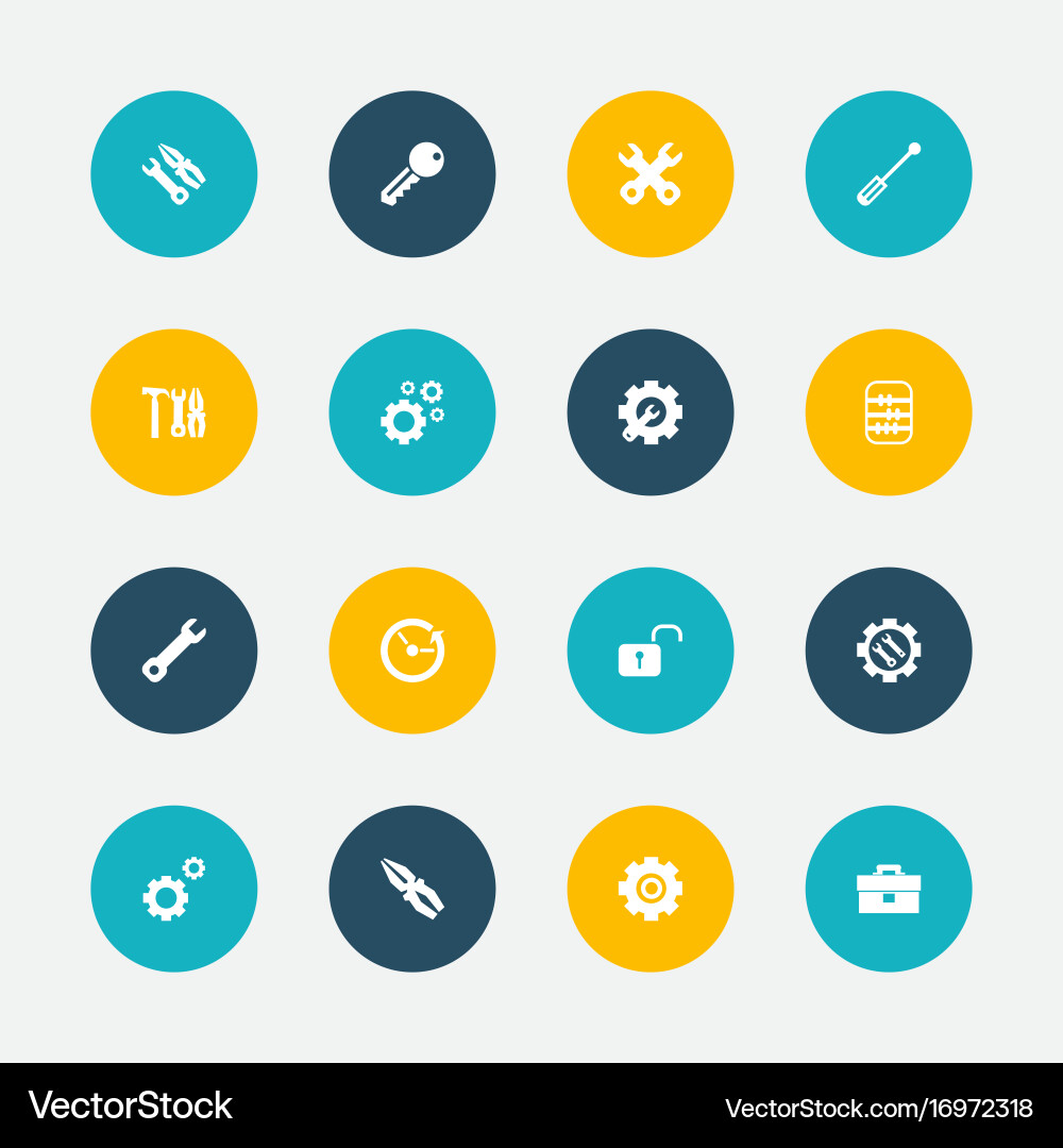 Set of 16 editable mechanic icons includes vector image