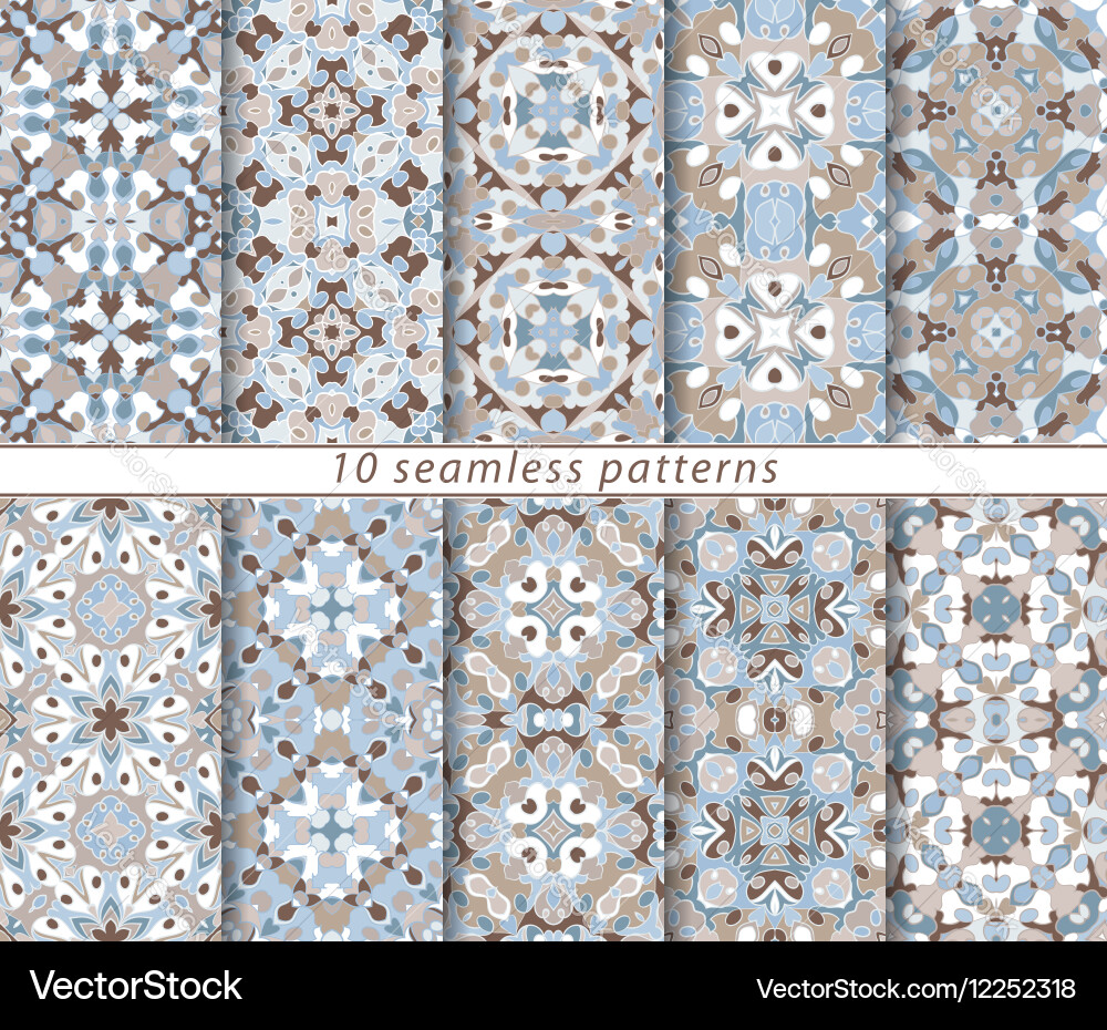 Set of ten seamless abstract patterns vector image