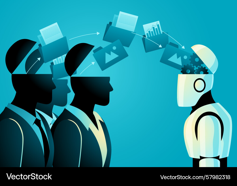 Technology silhouette ai learning input data Technology silhouette ai learning input data Vector Image
