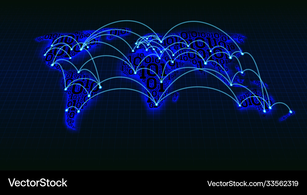 Abstract world map from digital binary code grid Abstract world map from digital binary code grid vector image