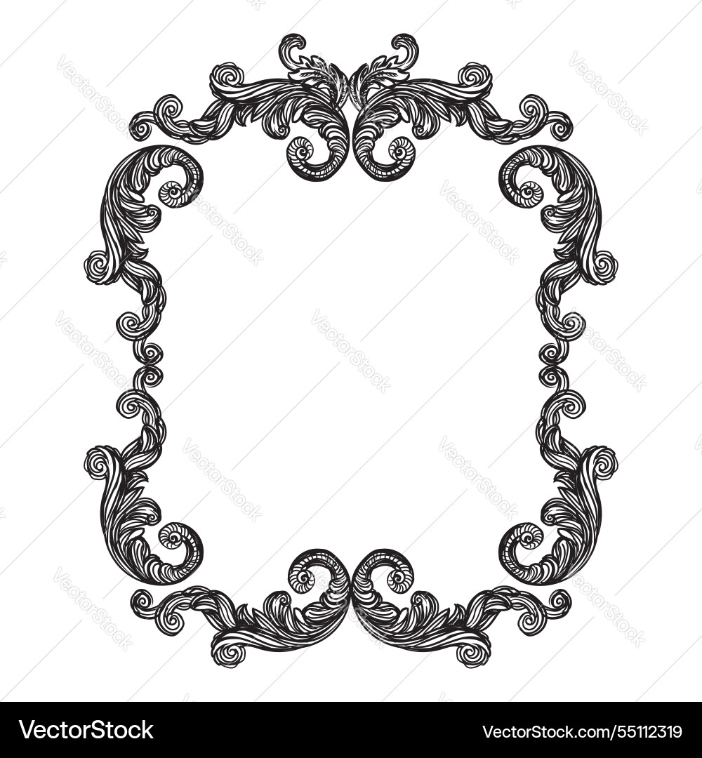 Antique hand drawing baroque frame Antique hand drawing baroque frame vector image