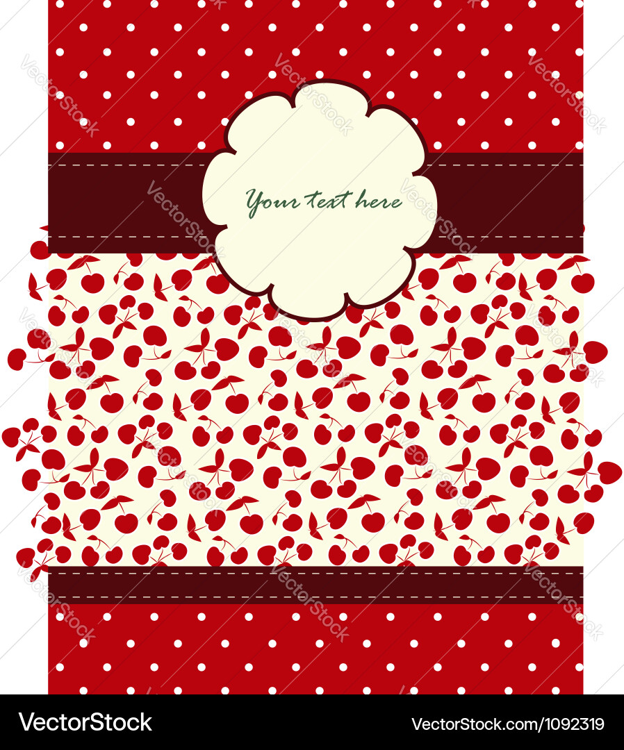 Card with cherries pattern for your design vector image