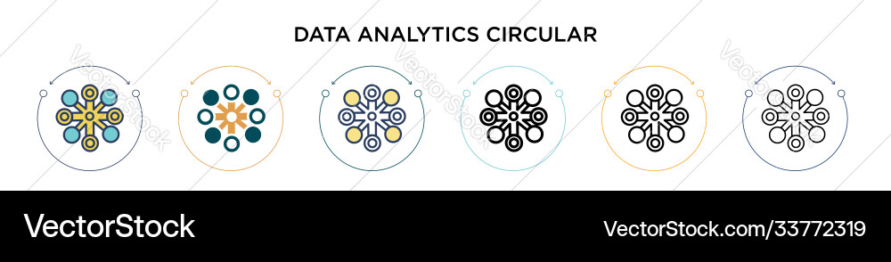 Data analytics circular icon in filled thin line vector image