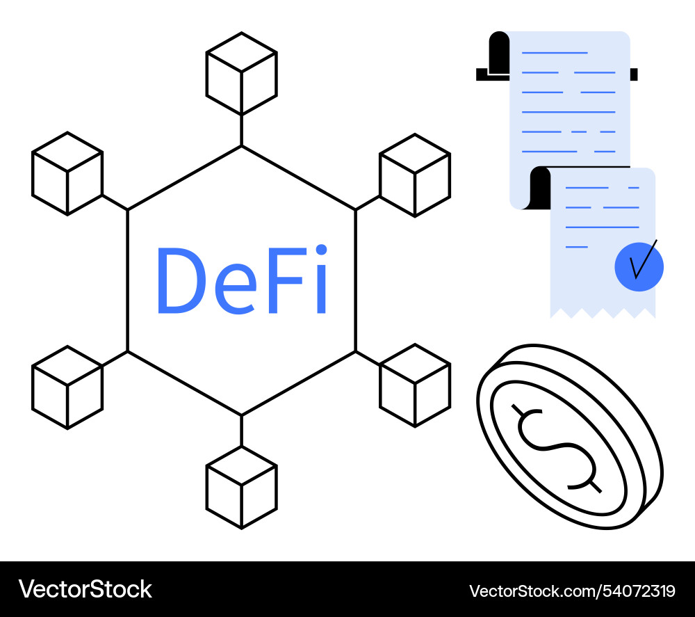 Decentralized finance network with smart contracts Decentralized finance network with smart contracts vector image