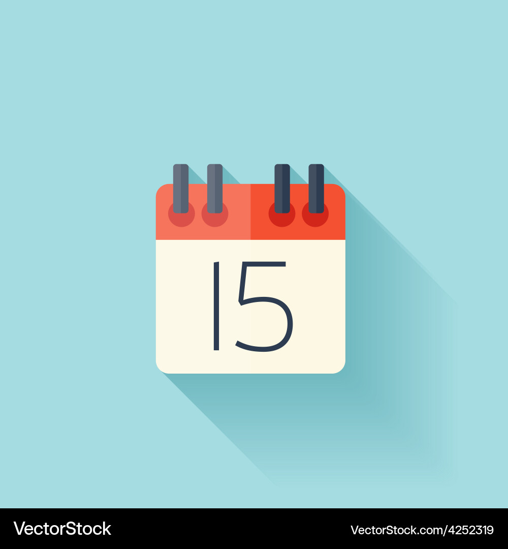 Flat calendar icon date and time background vector image