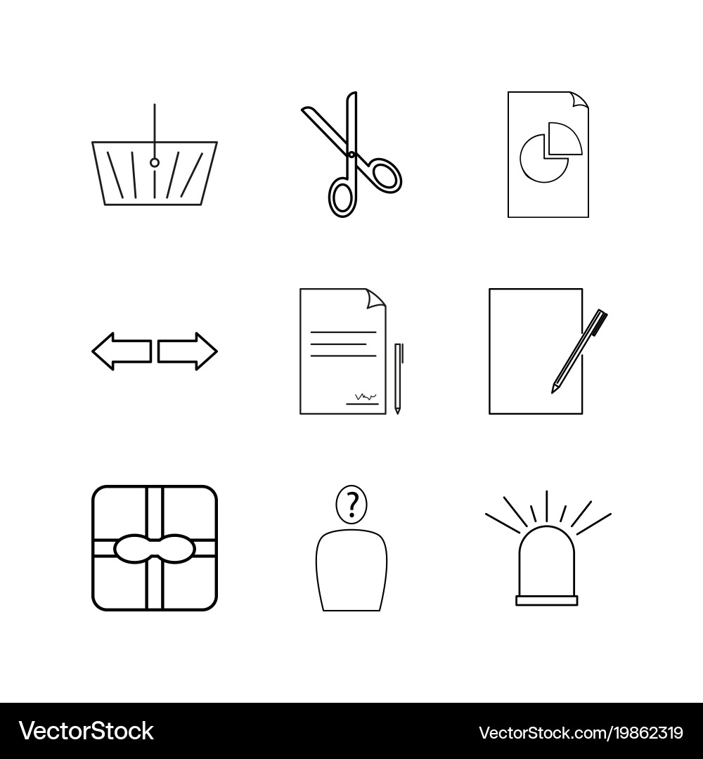 Office linear icon set simple outline icons Vector Image