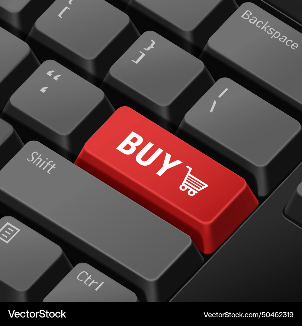Online shopping concept with 3d computer keyboard Online shopping concept with 3d computer keyboard Vector Image