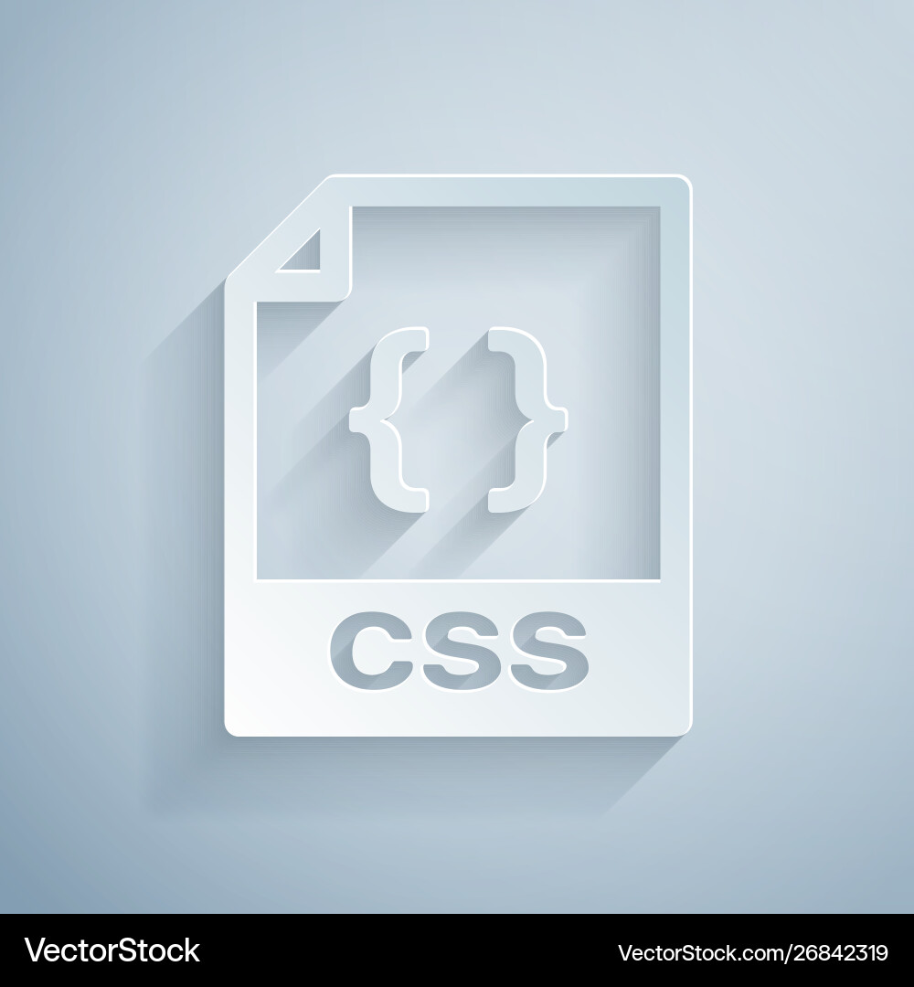 Paper cut css file document download button vector image