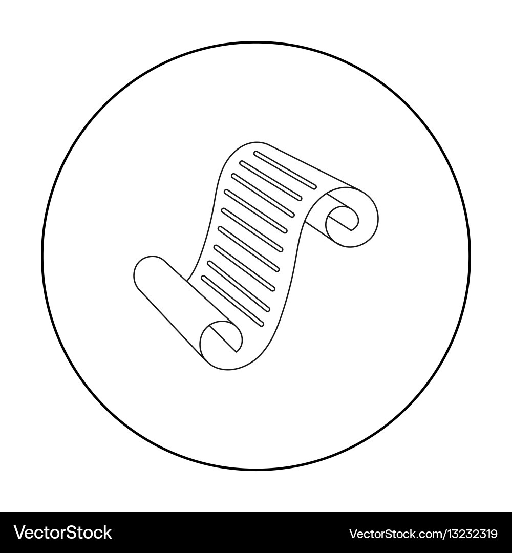 Paper scroll icon in outline style isolated vector image
