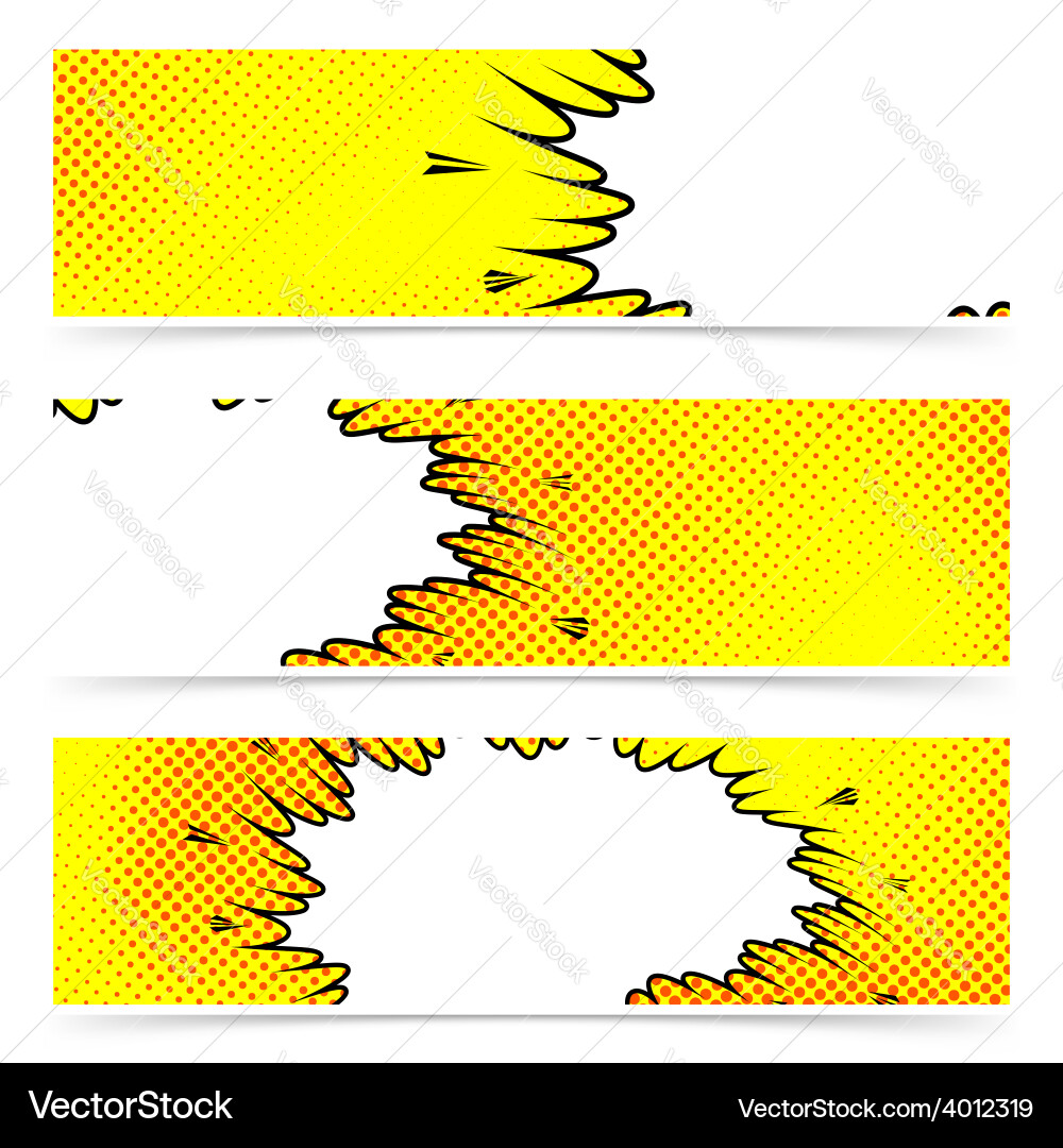 Pop art retro style web header collection set vector image
