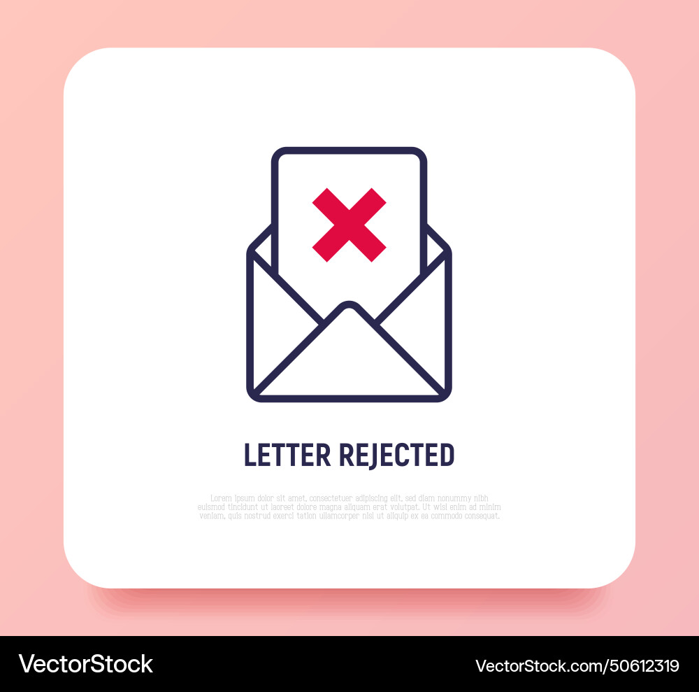 Rejected document opened envelope with cross vector image