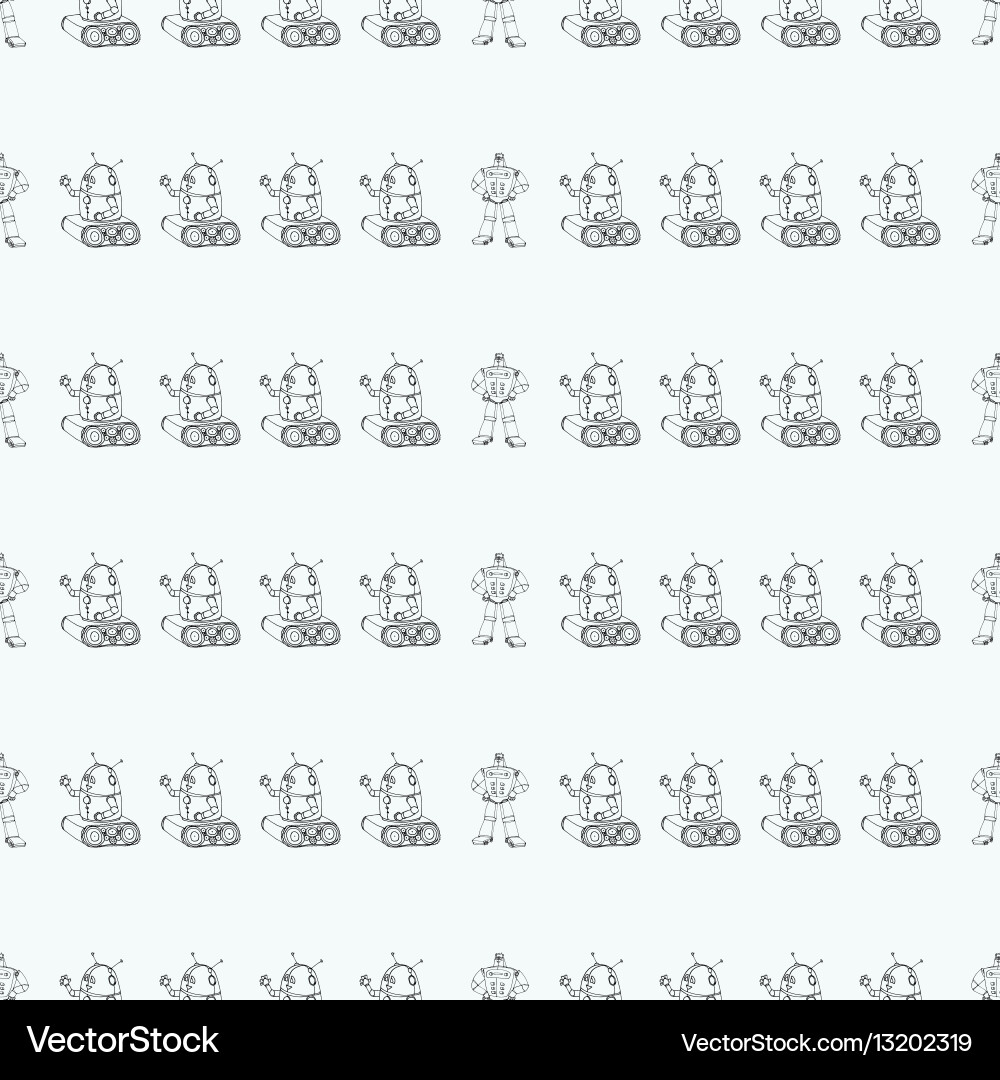 Robot doodles pattern vector image