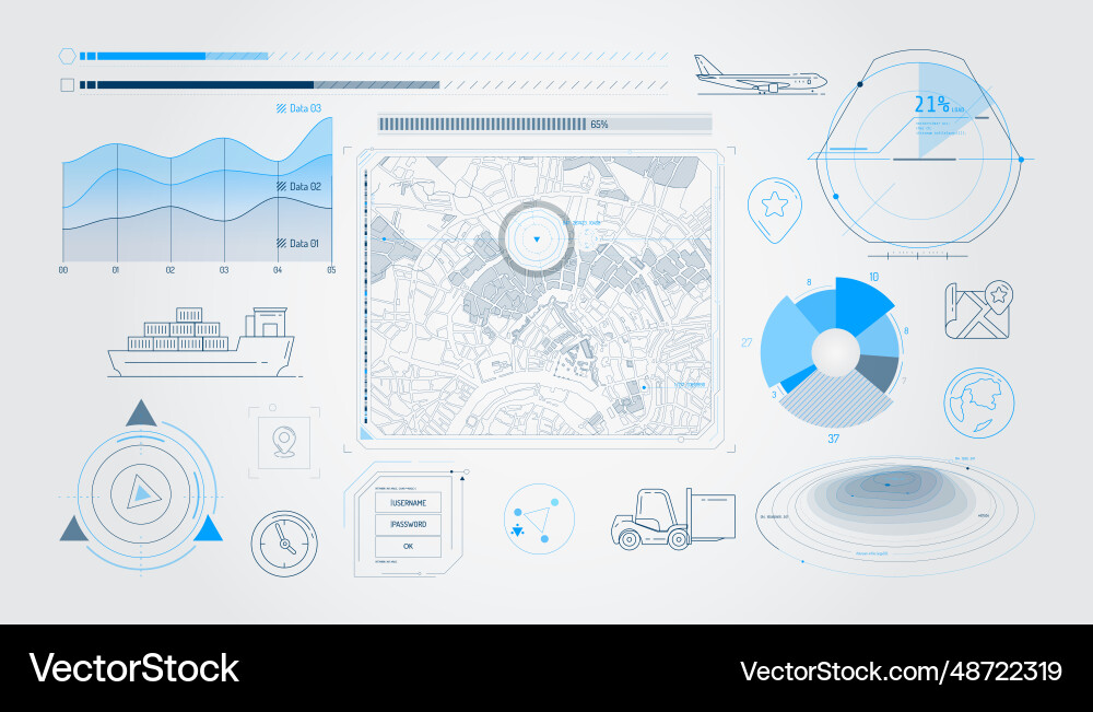 Set of infographic elements about geolocation Set of infographic elements about geolocation Vector Image