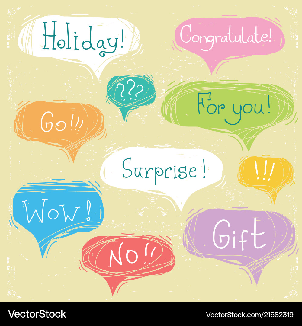 Set of speech bubbles with text on scratched paper Vector Image