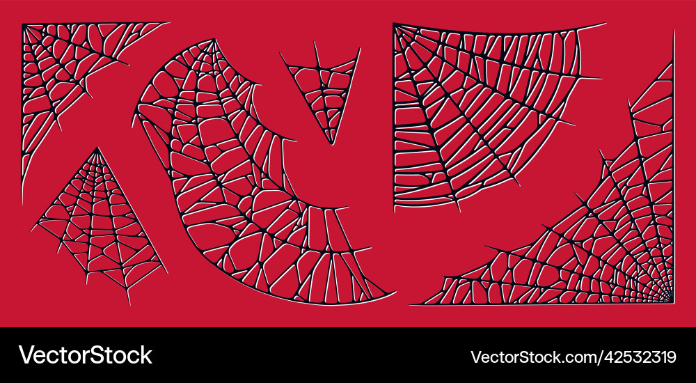 Spider web set isolated on red background spooky Spider web set isolated on red background spooky vector image