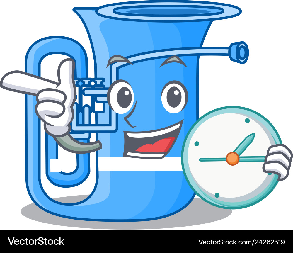 With clock tuba isolated in the character With clock tuba isolated in the character Vector Image