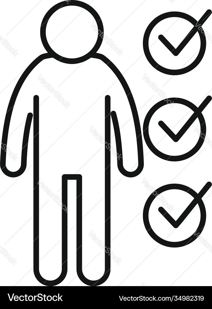 Worker list approved icon outline style Worker list approved icon outline style vector image