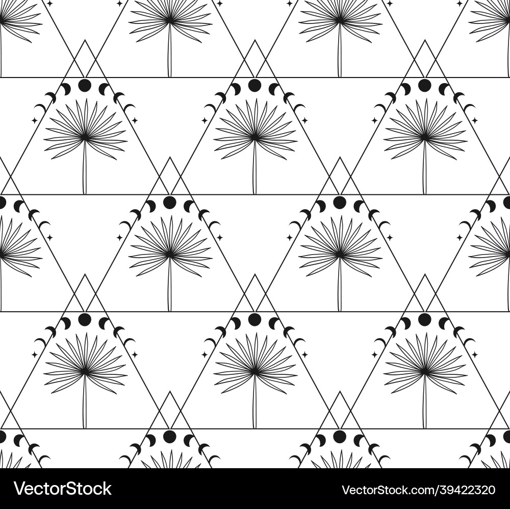 Abstract background seamless pattern moon and palm Abstract background seamless pattern moon and palm vector image