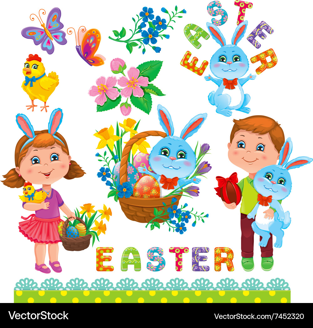 Cheerful Easter Collection vector image