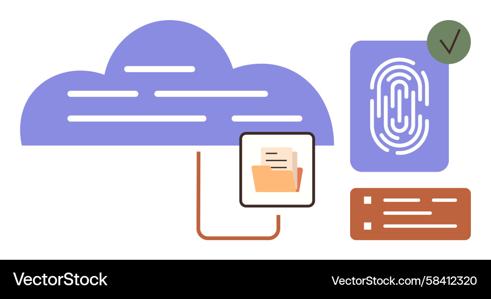 Cloud Storage with Fingerprint Authentication Vector Image